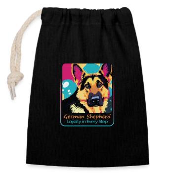 Treuer Deutscher Schäferhund - Verschließbarer Geschenkbeutel aus Baumwolle (14x20cm) - Schwarz - Vorne