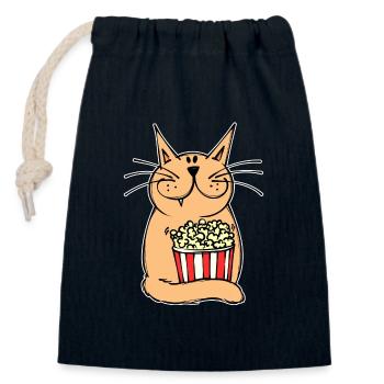 Films Binge Watching Cineast Dvd Cat Soirée cinéma - Sac cadeau en coton avec cordon (14 x 20 cm) - bleu marine - Devant