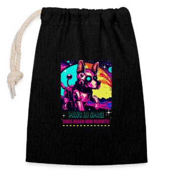 RoboVolt-Stil: Roboterhund - Verschließbarer Geschenkbeutel aus Baumwolle (14x20cm) - Schwarz - Vorne