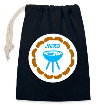 Sausage Chain Grilling Nerd Camping Bratwurst Grill - Closable cotton gift bag (14x20cm) - navy - Front