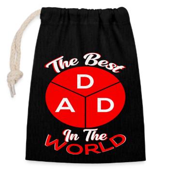Le meilleur papa du monde - Sac cadeau en coton avec cordon (14 x 20 cm) - noir - Devant