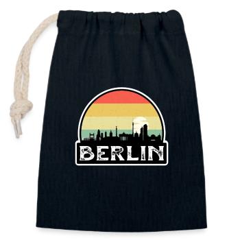 Berlin Deutschland Flagge Skyline Reisesouvenir - Verschließbarer Geschenkbeutel aus Baumwolle (14x20cm) - Navy - Vorne