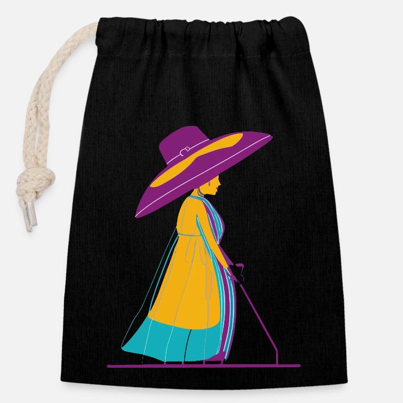 Nanny - Closable cotton gift bag (14x20cm) - black
