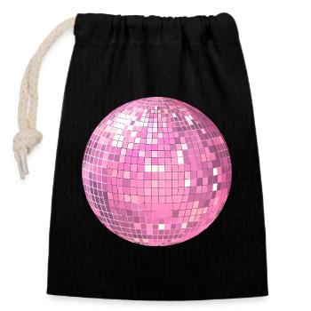 Disco Ball Pink - Closable cotton gift bag (14x20cm) - black - Front