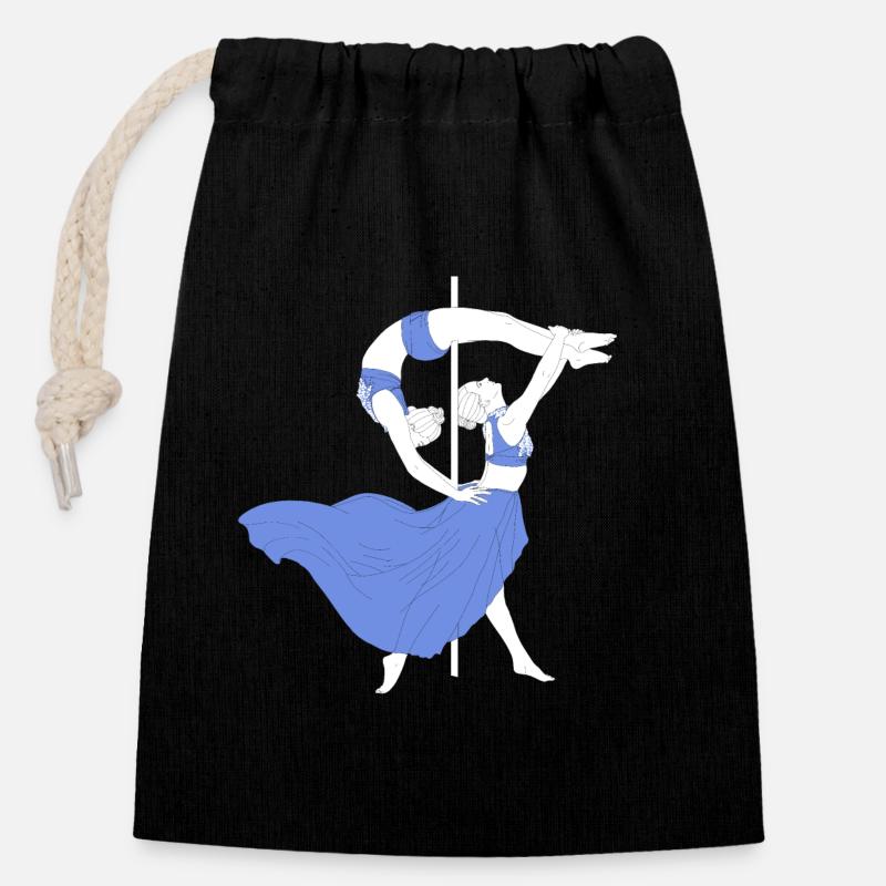 Pole Dance Blue Impression - Sac cadeau en coton avec cordon (14 x 20 cm) - noir