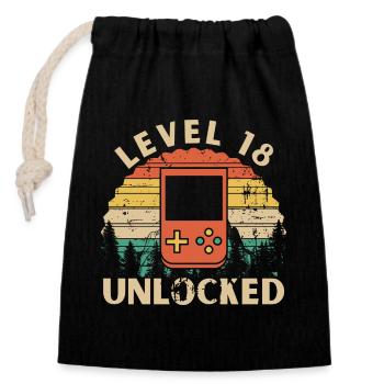 Level 18 Unlocked - Closable cotton gift bag (14x20cm) - black - Front