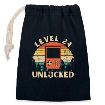 Level 24 freigeschaltet - Verschließbarer Geschenkbeutel aus Baumwolle (14x20cm) - Navy - Vorne