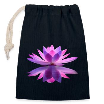 Water lily purple and pink with mirror effect - Closable cotton gift bag (14x20cm) - navy - Front