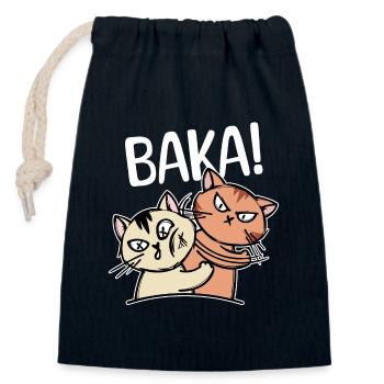 Baka Saying Cartoon Cat Anime Manga Comic - Closable cotton gift bag (14x20cm) - navy - Front