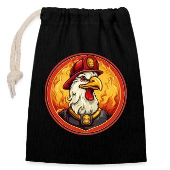 Hahn Fire Brigade - Closable cotton gift bag (14x20cm) - black - Front