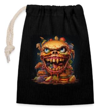 Monster Burger Fast Food Halloween - Verschließbarer Geschenkbeutel aus Baumwolle (14x20cm) - Schwarz - Vorne