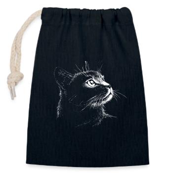 Katzenportrait (weiß) - Verschließbarer Geschenkbeutel aus Baumwolle (14x20cm) - Navy - Vorne