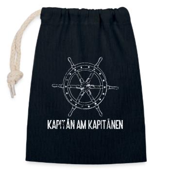 Kapitän am Kapitänen Steuerrad - Verschließbarer Geschenkbeutel aus Baumwolle (14x20cm) - Navy - Vorne