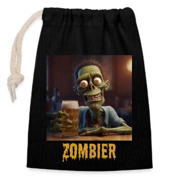 Zombier - Verschließbarer Geschenkbeutel aus Baumwolle (14x20cm) - Schwarz - Vorne