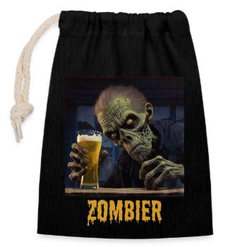 Zombier - Verschließbarer Geschenkbeutel aus Baumwolle (14x20cm) - Schwarz - Vorne