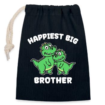 Sibling Love Dino Statement Big Brother - Closable cotton gift bag (14x20cm) - navy - Front