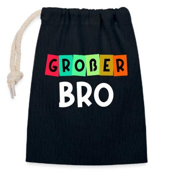 Geschwister Großer Bruder Spruch Bruderherz - Verschließbarer Geschenkbeutel aus Baumwolle (14x20cm) - Navy - Vorne