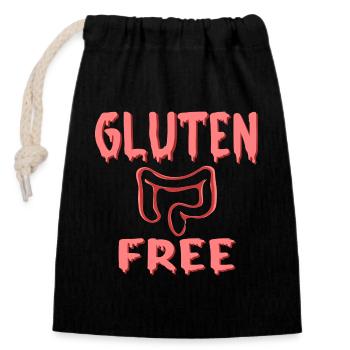 Régime sans gluten - INTESTIN - Sac cadeau en coton avec cordon (14 x 20 cm) - noir - Devant