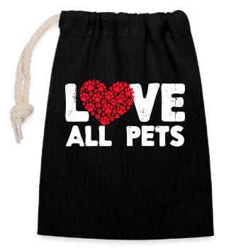 J’aime les animaux de compagnie Coeur Animaux Déclaration Pet - Sac cadeau en coton avec cordon (14 x 20 cm) - noir - Devant