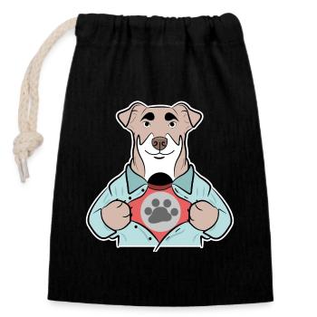 Cuddly toy, dog, favorite animal, pets, animals - Closable cotton gift bag (14x20cm) - black - Front