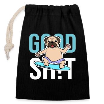 Dog Statement Pets Favorite Animal Stuffed Toy - Closable cotton gift bag (14x20cm) - black - Front