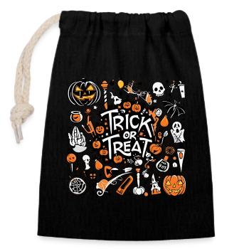 Trick or treat - Closable cotton gift bag (14x20cm) - black - Front