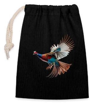 Pheasant Gift Bird Nature Animal Partridge Quail - Closable cotton gift bag (14x20cm) - black - Front