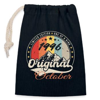 October 1996 Birthday Gift - October 1996 - Closable cotton gift bag (14x20cm) - navy - Front
