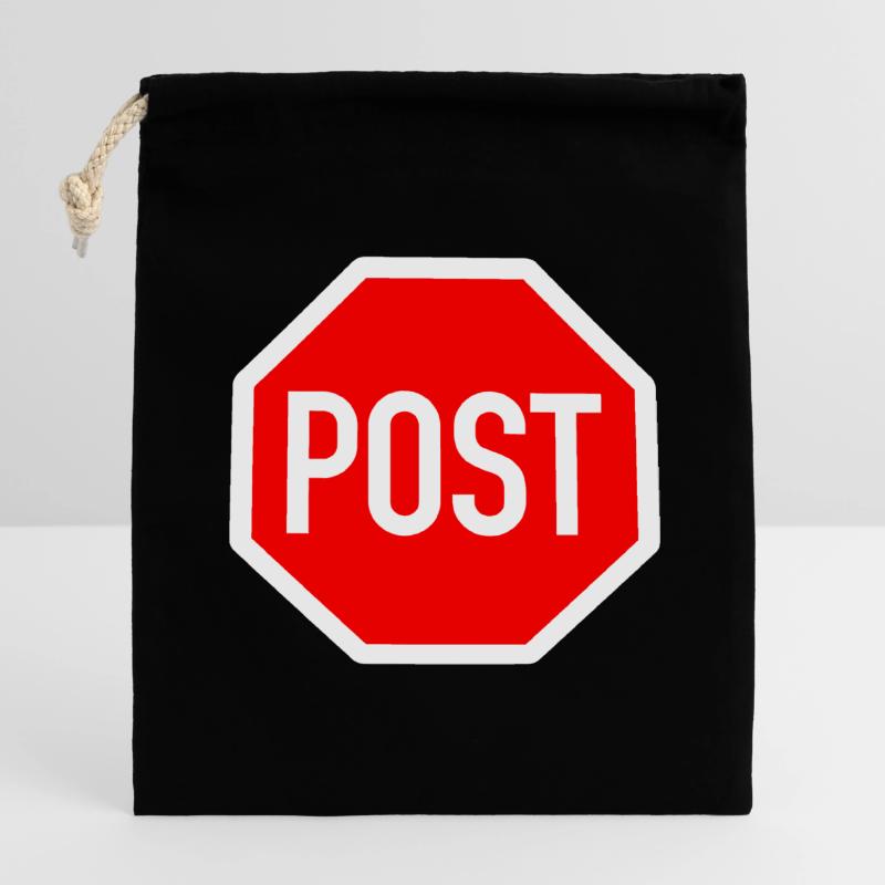 post oder stop? Verschließbarer Geschenkbeutel aus Baumwolle (14x20cm)