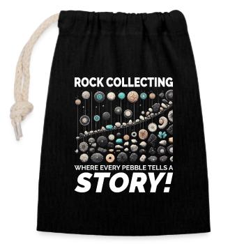 Pebble Rock Collecting Collector Geology Rockhound - Closable cotton gift bag (14x20cm) - black - Front