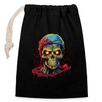 Trash Horror Zombie in Retro Style - Closable cotton gift bag (14x20cm) - black - Front