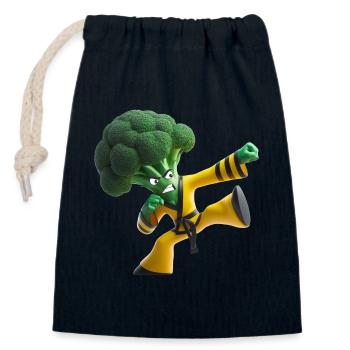 Broccoli kung fu fighter - Closable cotton gift bag (14x20cm) - navy - Front
