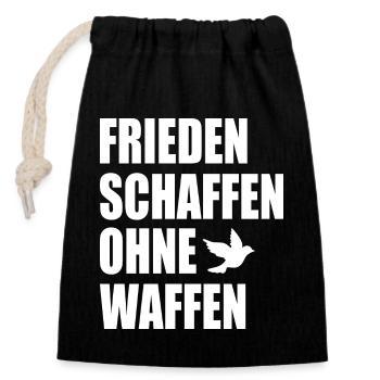 Frieden schaffen ohne waffen - Verschließbarer Geschenkbeutel aus Baumwolle (14x20cm) - Schwarz - Vorne