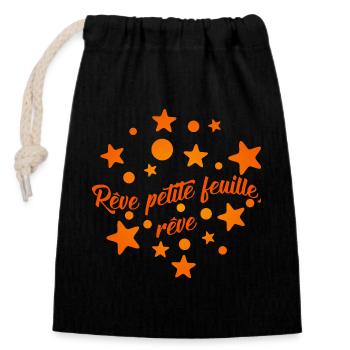 Rêve... - Sac cadeau en coton avec cordon (14 x 20 cm) - noir - Devant