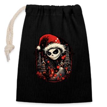 Noël effrayant - Motif d’Halloween de Noël - Sac cadeau en coton avec cordon (14 x 20 cm) - noir - Devant