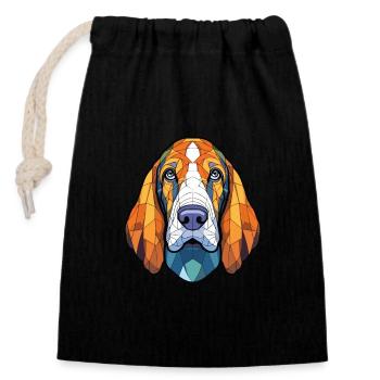 Basset Bleu De Gascogne Chien Race Aquarelle Verre - Sac cadeau en coton avec cordon (14 x 20 cm) - noir - Devant