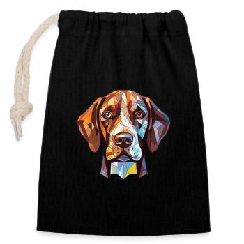 Chien d’arrêt belge à poil court race aquarelle - Sac cadeau en coton avec cordon (14 x 20 cm) - noir - Devant