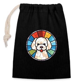 Bichon frisé chien race aquarelle Illustration - Sac cadeau en coton avec cordon (14 x 20 cm) - noir - Devant