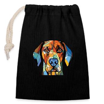 Braque Dauvergne Dog Breed Watercolor Illustration - Closable cotton gift bag (14x20cm) - black - Front