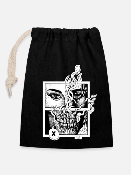 Stranger end - Closable cotton gift bag (14x20cm) - black