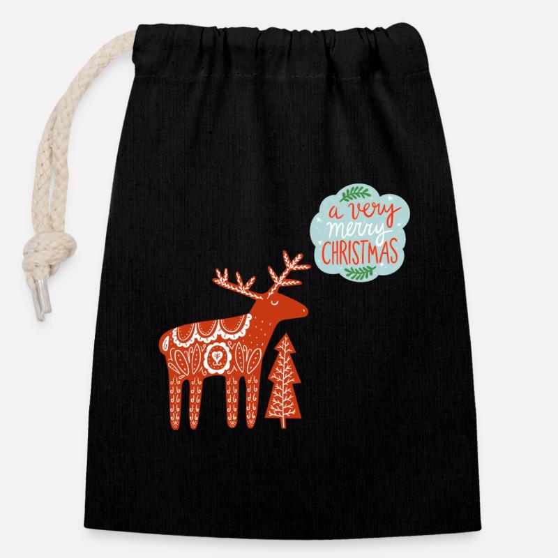 a very merry Christmas - Closable cotton gift bag (14x20cm) - black