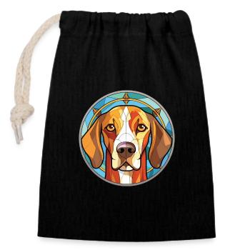 Gordon Setter chien race aquarelle Illustration - Sac cadeau en coton avec cordon (14 x 20 cm) - noir - Devant