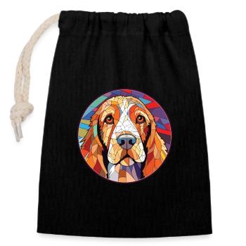Petits Bassets Griffons Vendéen Chien Aquarelle - Sac cadeau en coton avec cordon (14 x 20 cm) - noir - Devant