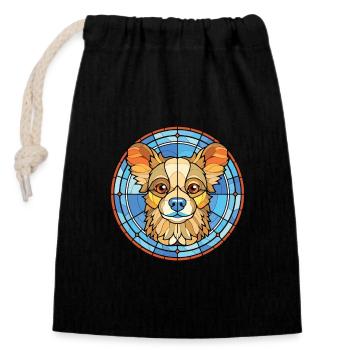Russian Toy Dog Breed Watercolor Illustration - Closable cotton gift bag (14x20cm) - black - Front