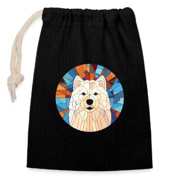 Samoyed Dog Breed Colorful Watercolor Illustration - Closable cotton gift bag (14x20cm) - black - Front