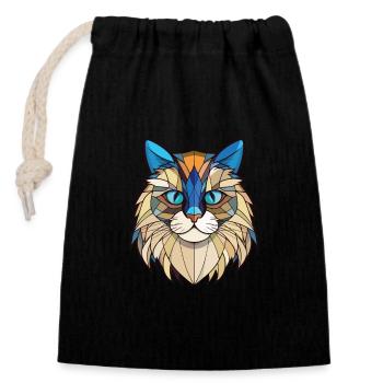 Ragdoll Cat Breed Illustration aquarelle colorée - Sac cadeau en coton avec cordon (14 x 20 cm) - noir - Devant