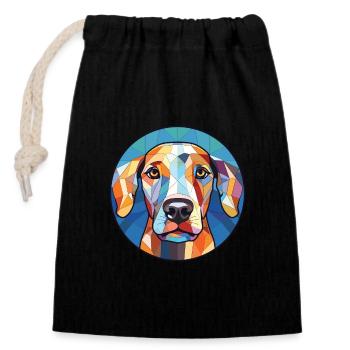 Braque Francais Dog Breed Watercolor Illustration - Closable cotton gift bag (14x20cm) - black - Front