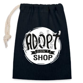 Adopt Don't Shop - Closable cotton gift bag (14x20cm) - navy - Front