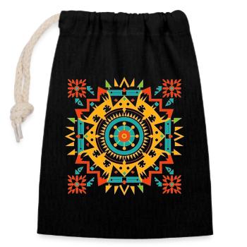 Sacré Vastu Yantra Design - Mandala Art - Sac cadeau en coton avec cordon (14 x 20 cm) - noir - Devant