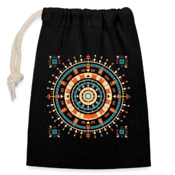 Sacré Vastu Yantra Design - Art spirituel - Sac cadeau en coton avec cordon (14 x 20 cm) - noir - Devant
